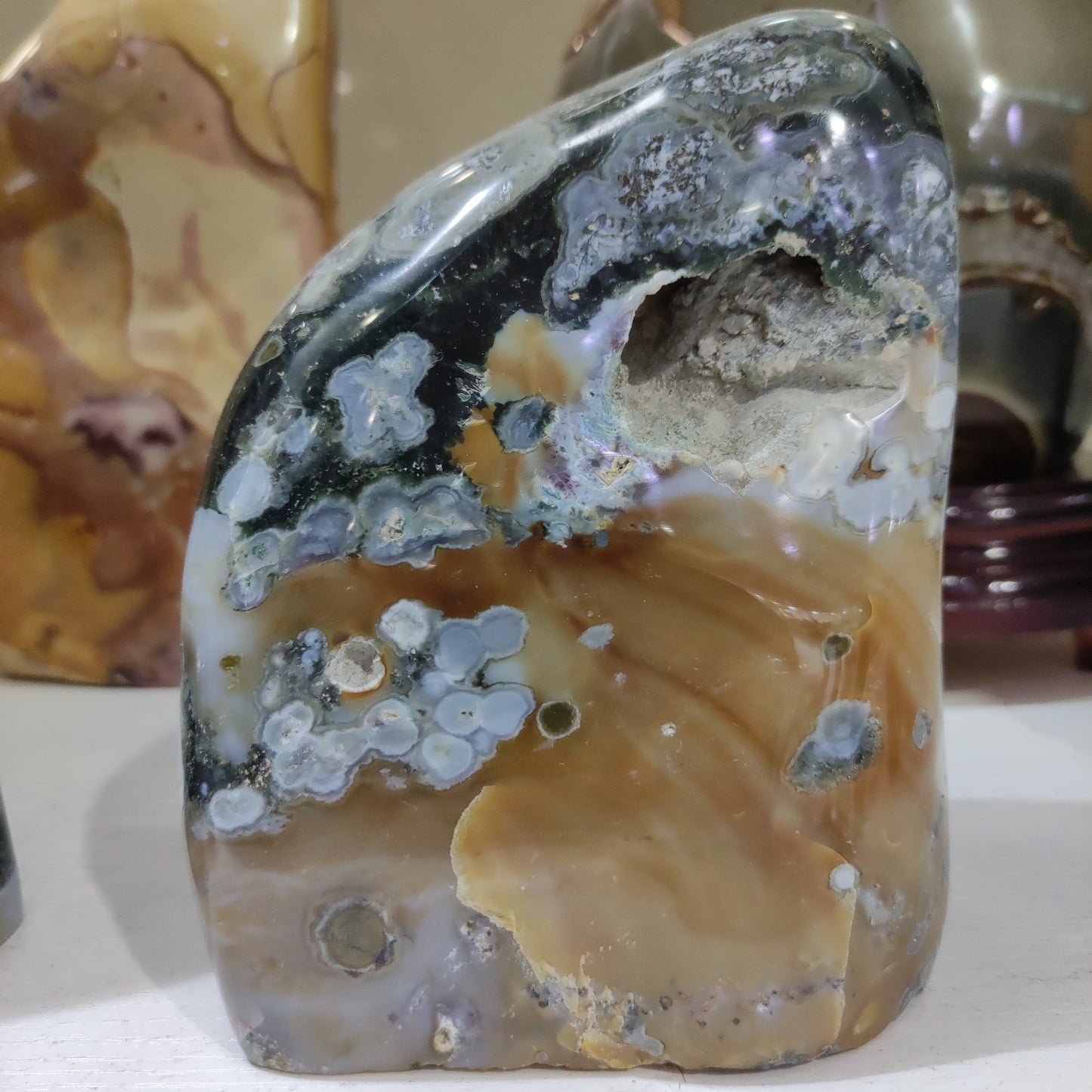 Jaspe marino, decoraciones SPAR azules Cristal