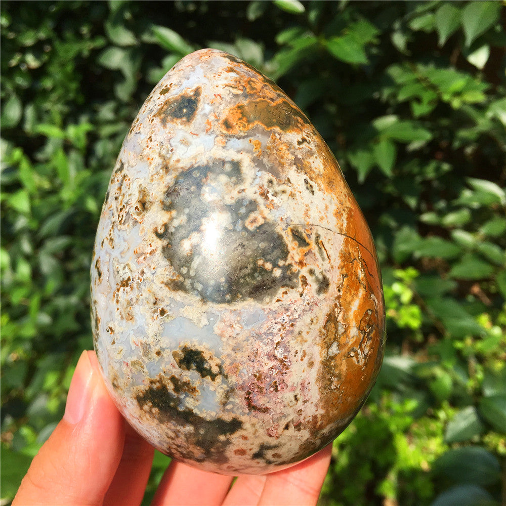 729G  Crystal carved egg of Ocean Jasper  F11