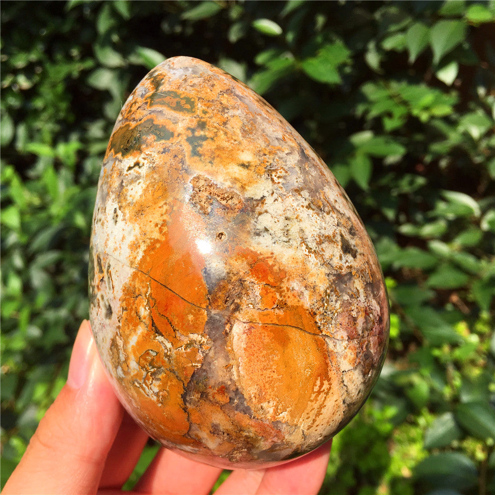 729G  Crystal carved egg of Ocean Jasper  F11