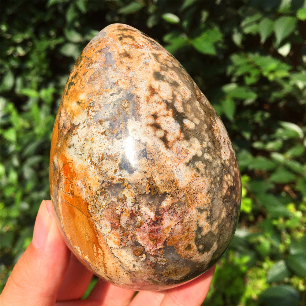 729G  Crystal carved egg of Ocean Jasper  F11