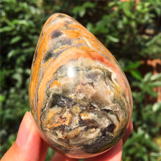 305G  Crystal carved egg of Ocean Jasper F1