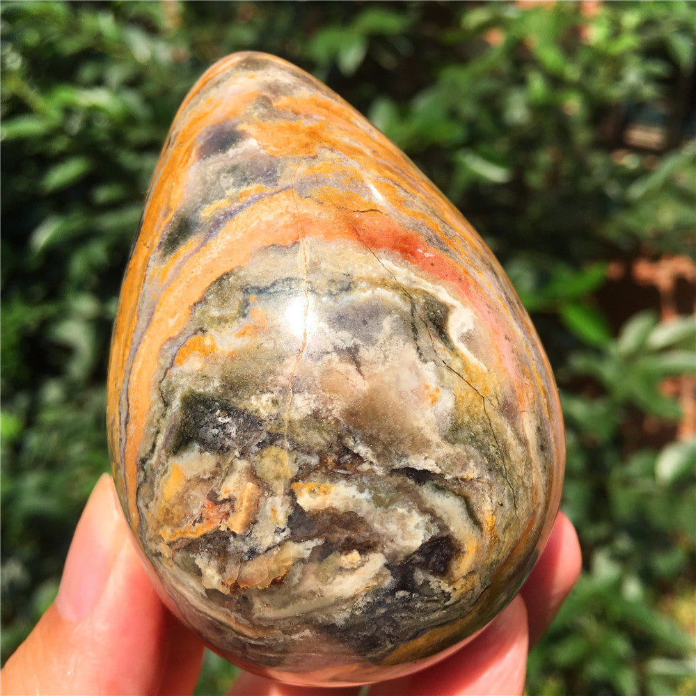 305G  Crystal carved egg of Ocean Jasper F1