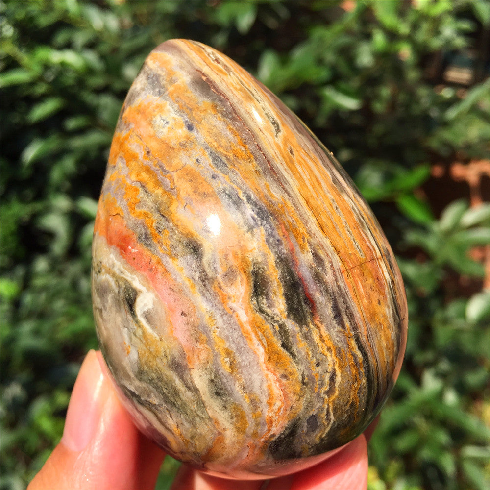 305G  Crystal carved egg of Ocean Jasper F1