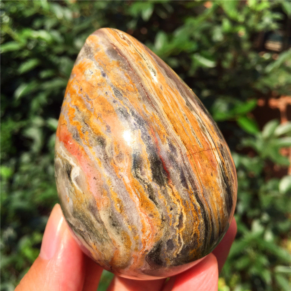305G  Crystal carved egg of Ocean Jasper F1