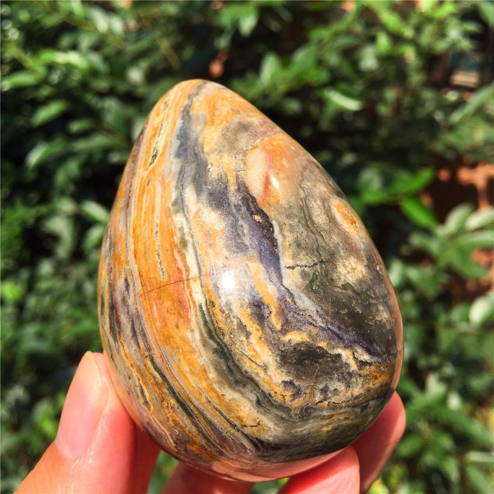 305G  Crystal carved egg of Ocean Jasper F1