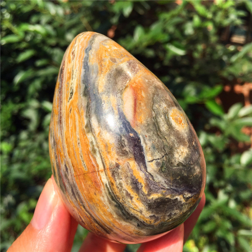 305G  Crystal carved egg of Ocean Jasper F1