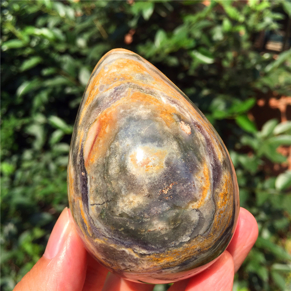 305G  Crystal carved egg of Ocean Jasper F1