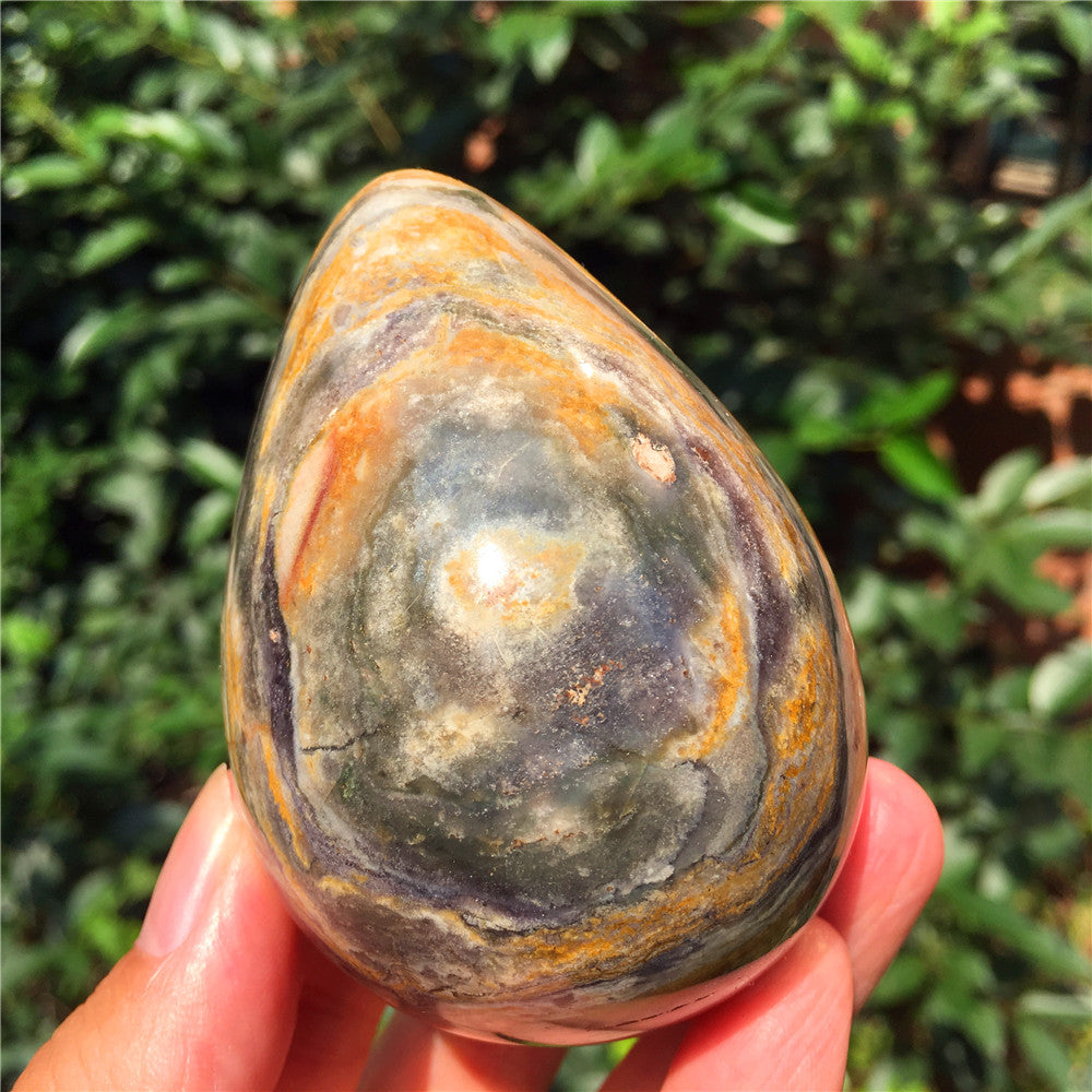 305G  Crystal carved egg of Ocean Jasper F1