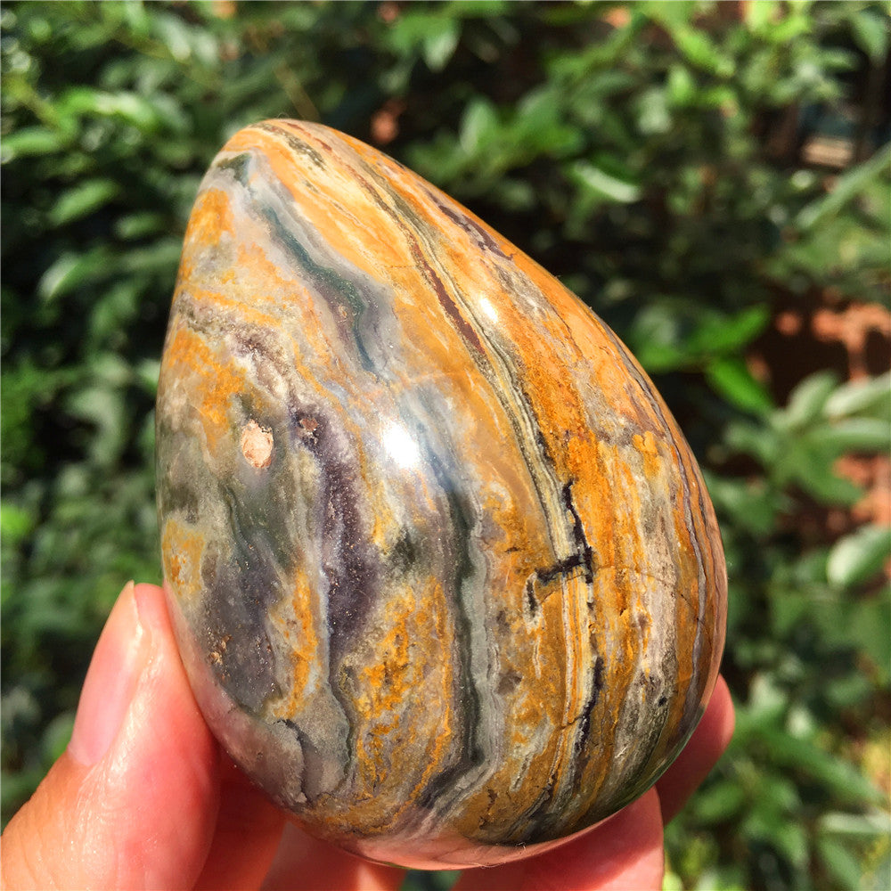 305G  Crystal carved egg of Ocean Jasper F1