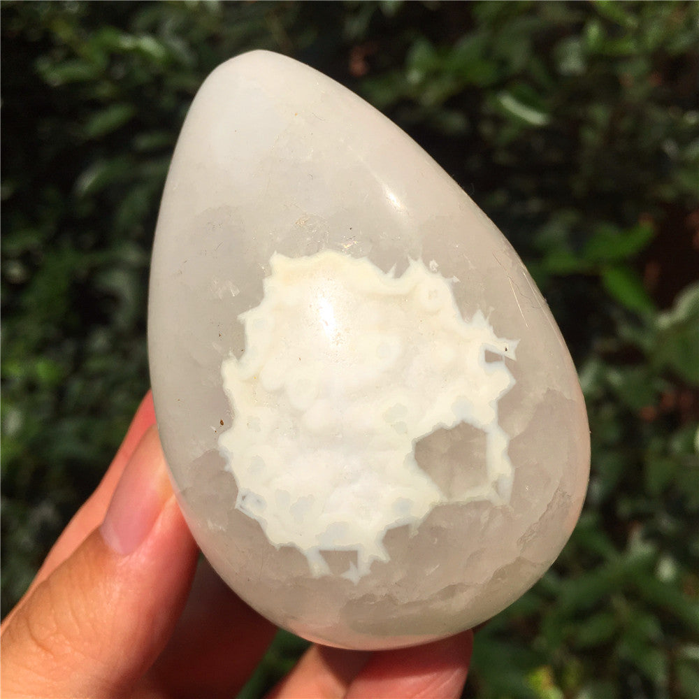 346G  Crystal carved egg of Ocean Jasper  F47
