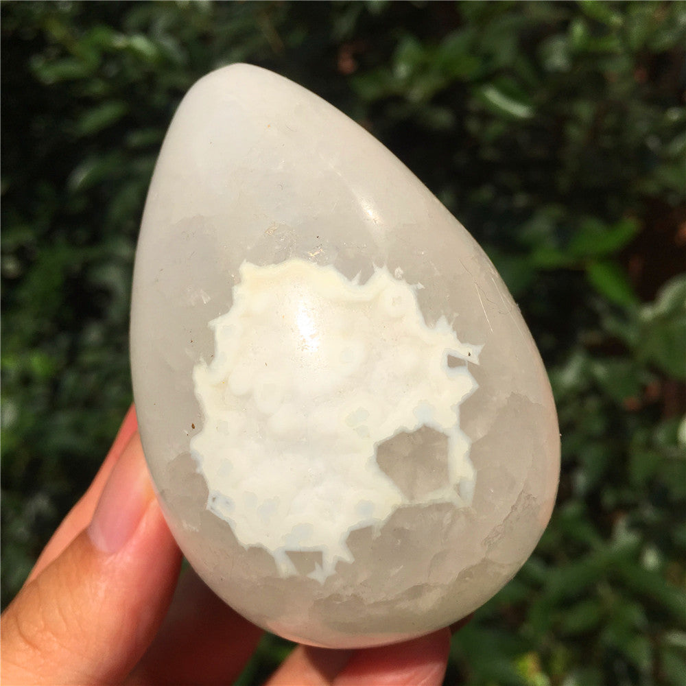 346G  Crystal carved egg of Ocean Jasper  F47