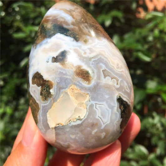 315G  Crystal carved egg of Ocean Jasper  F2