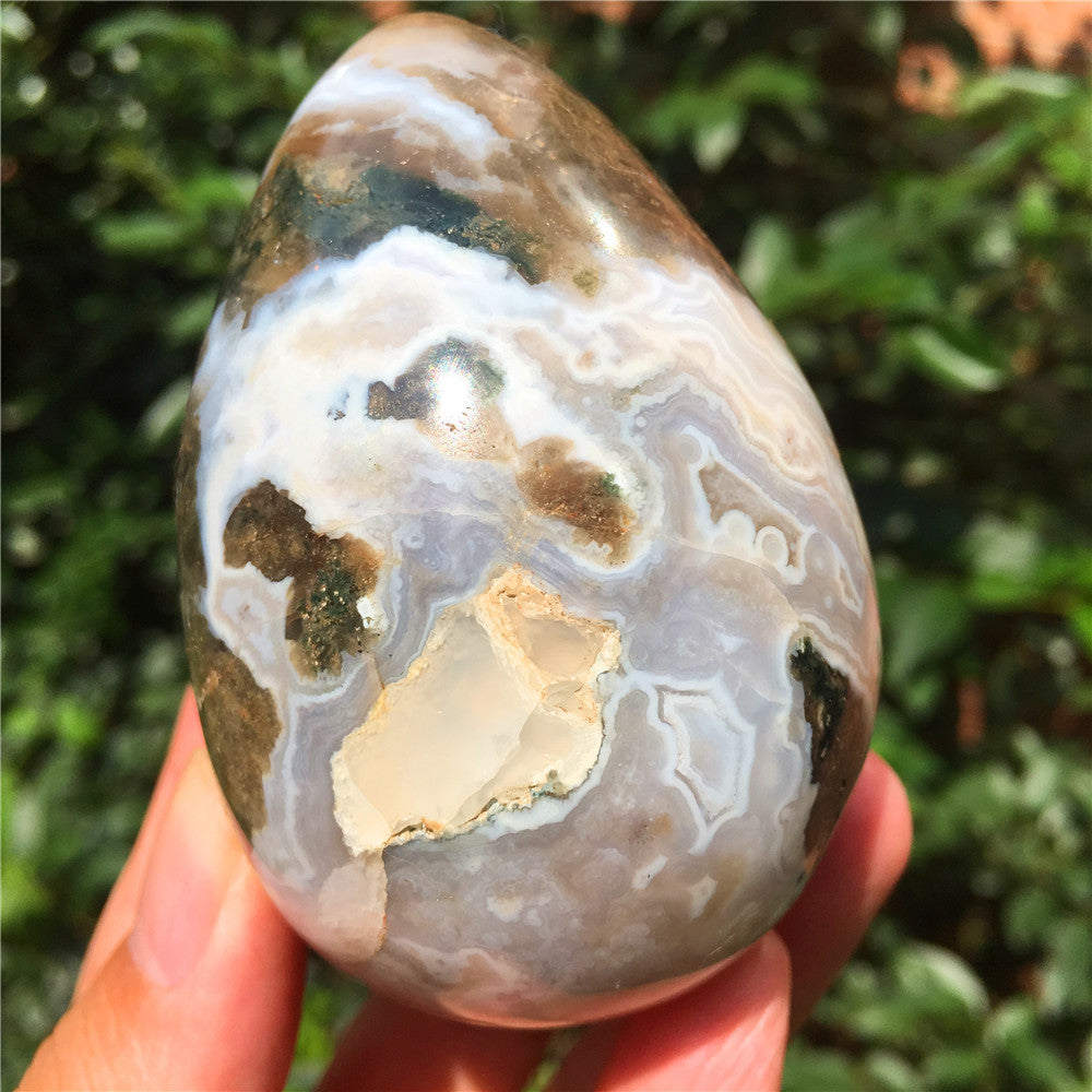 315G  Crystal carved egg of Ocean Jasper  F2