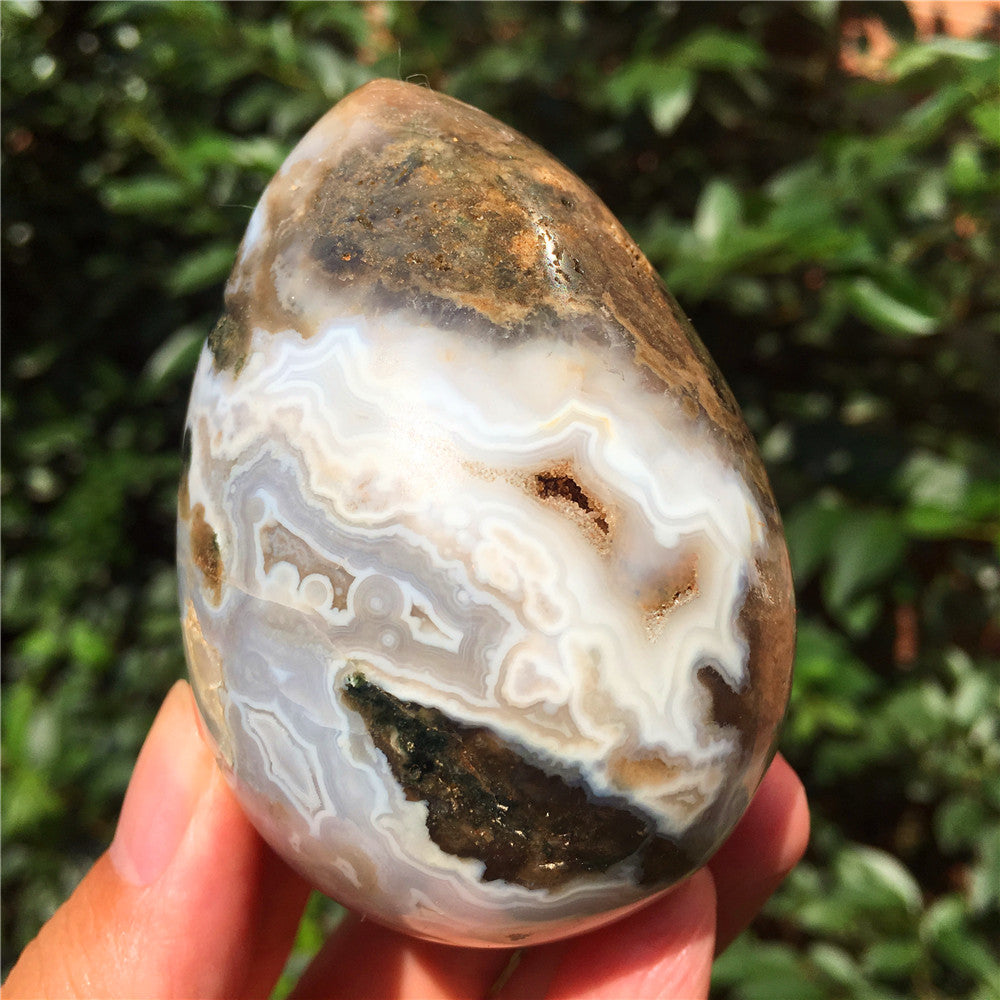315G  Crystal carved egg of Ocean Jasper  F2