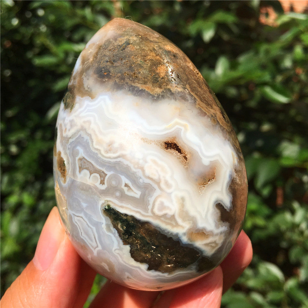 315G  Crystal carved egg of Ocean Jasper  F2
