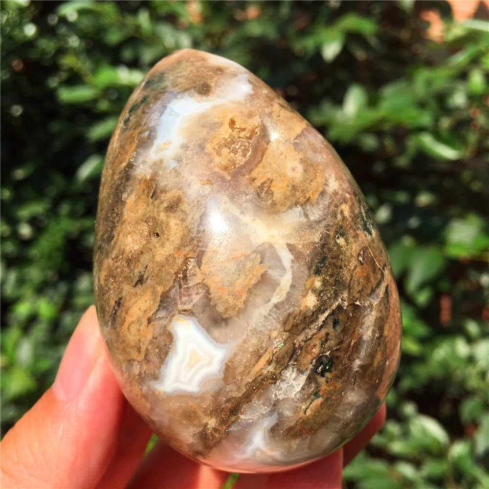 315G  Crystal carved egg of Ocean Jasper  F2