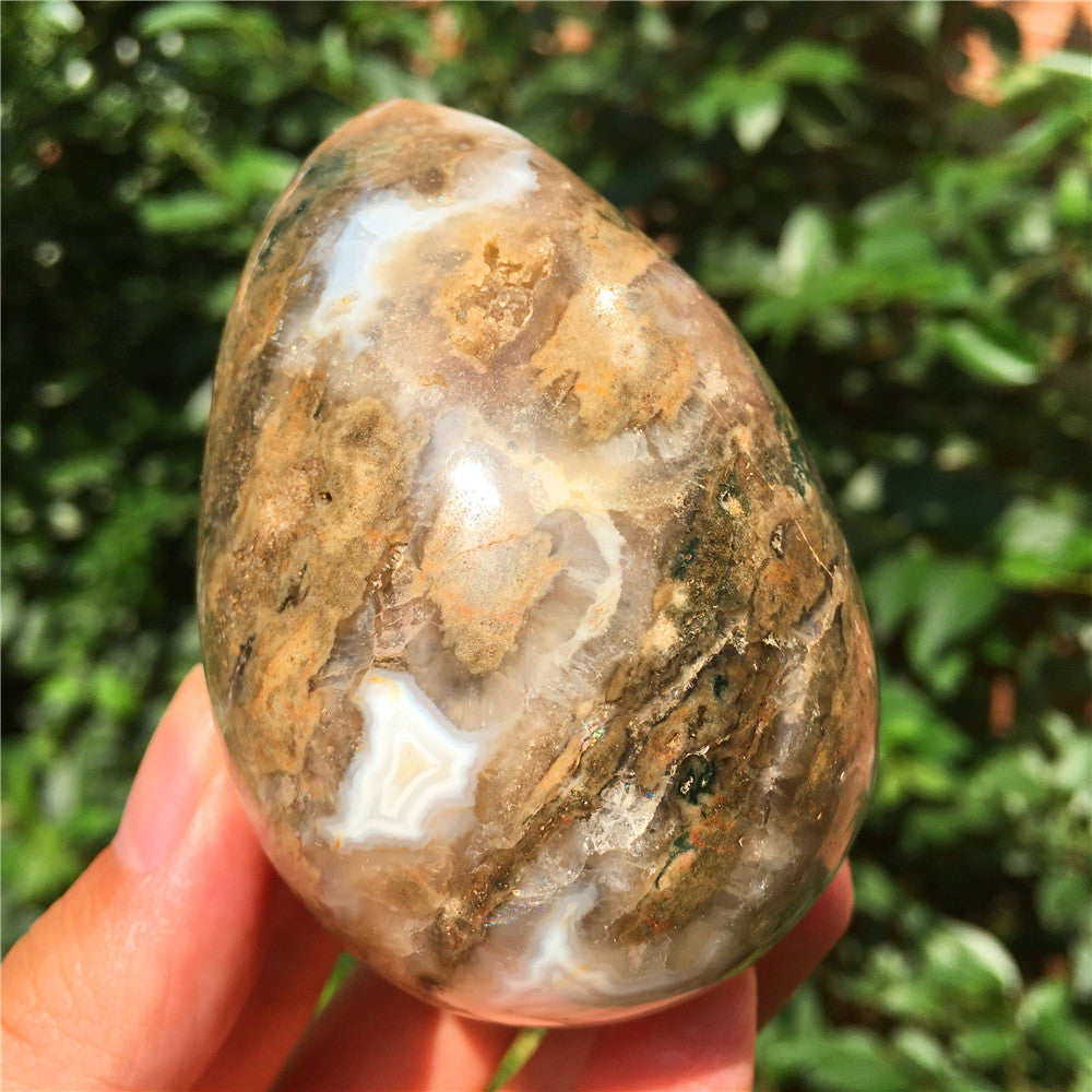 315G  Crystal carved egg of Ocean Jasper  F2