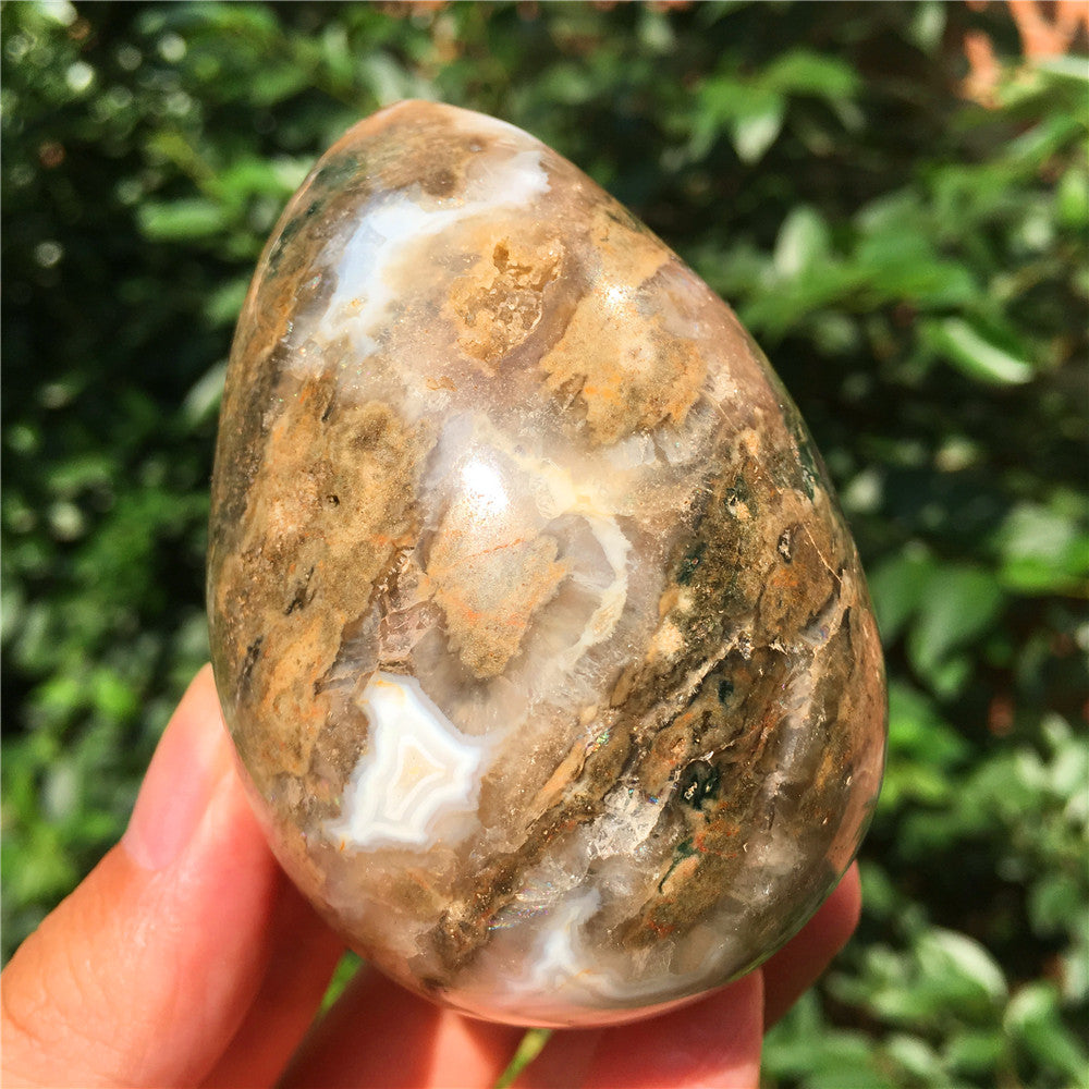 315G  Crystal carved egg of Ocean Jasper  F2