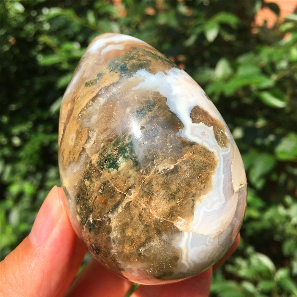315G  Crystal carved egg of Ocean Jasper  F2