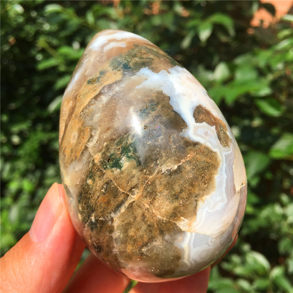 315G  Crystal carved egg of Ocean Jasper  F2