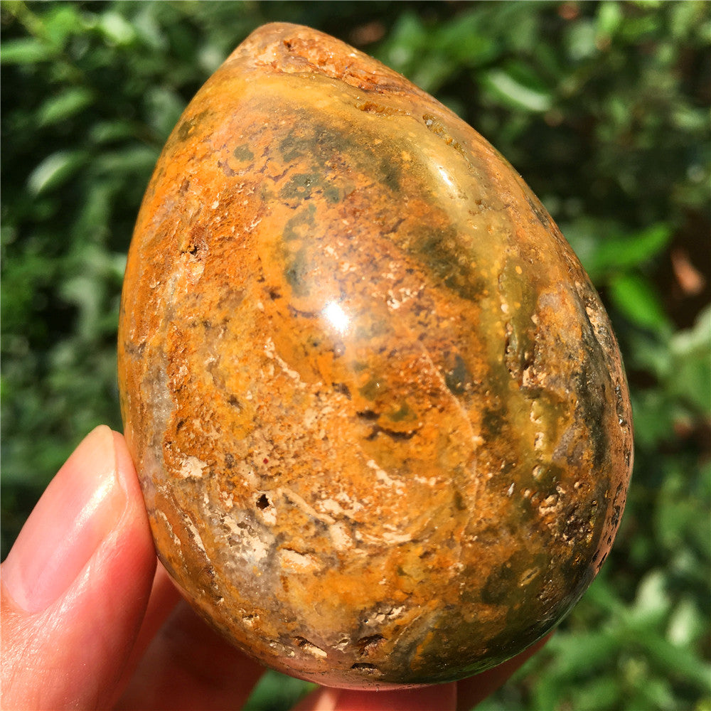 237G  Crystal carved egg of Ocean Jasper  F17