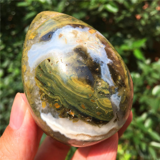 270G  Crystal carved egg of Ocean Jasper  6021