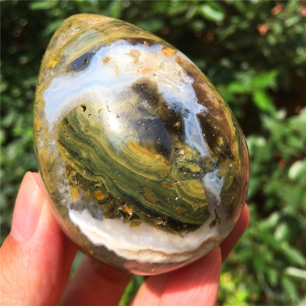 270G  Crystal carved egg of Ocean Jasper  6021