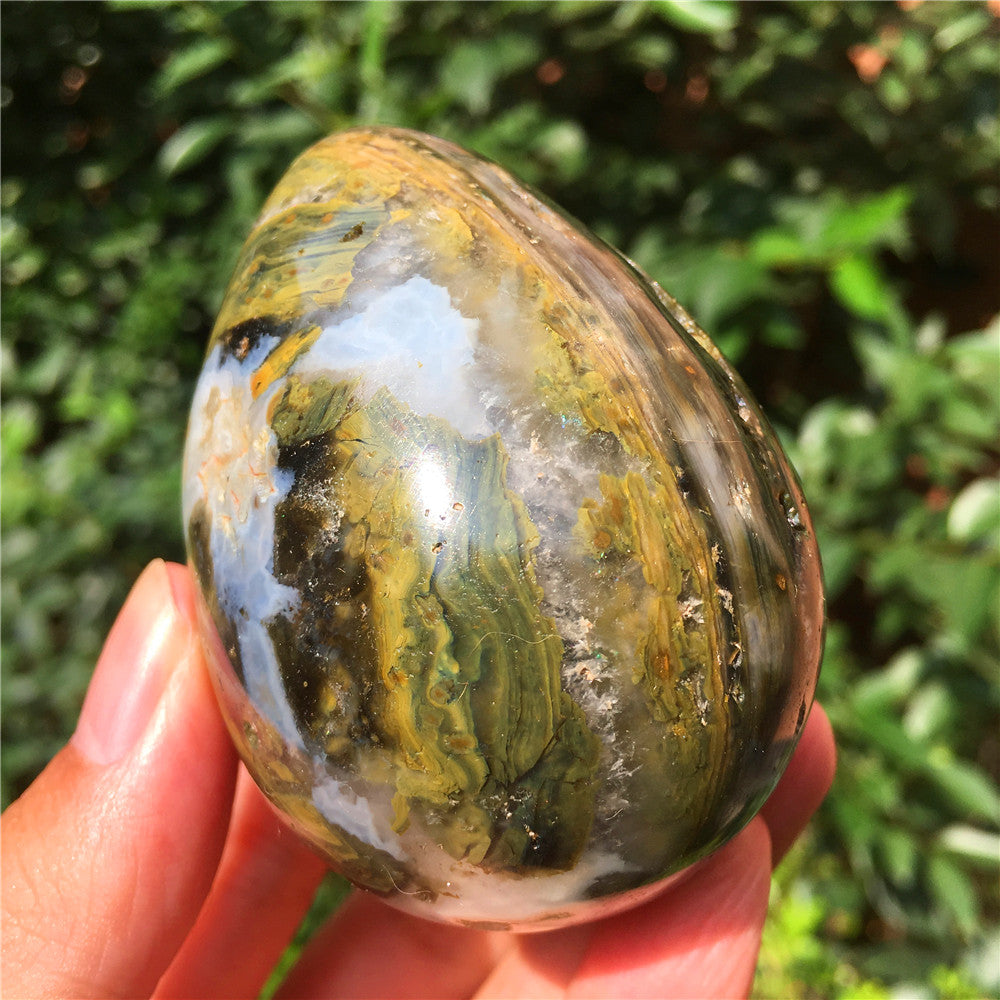 270G  Crystal carved egg of Ocean Jasper  6021