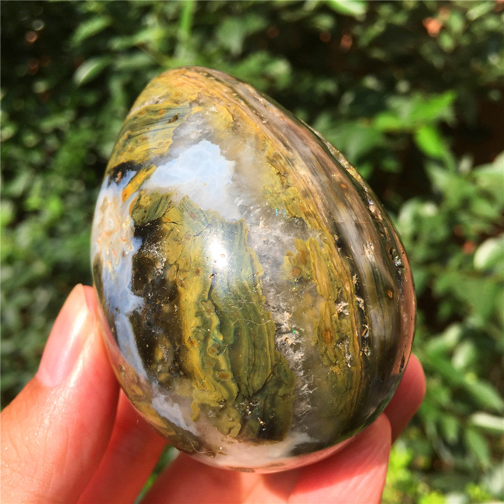 270G  Crystal carved egg of Ocean Jasper  6021