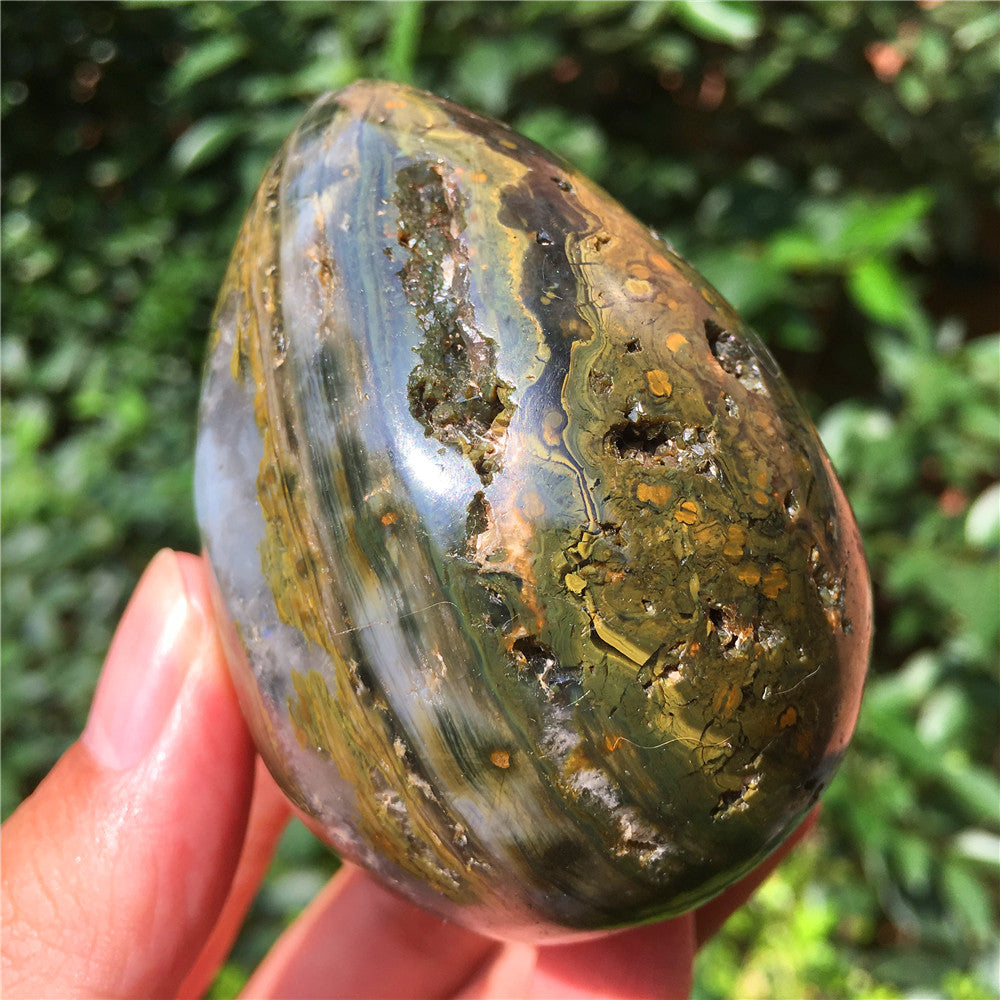 270G  Crystal carved egg of Ocean Jasper  6021