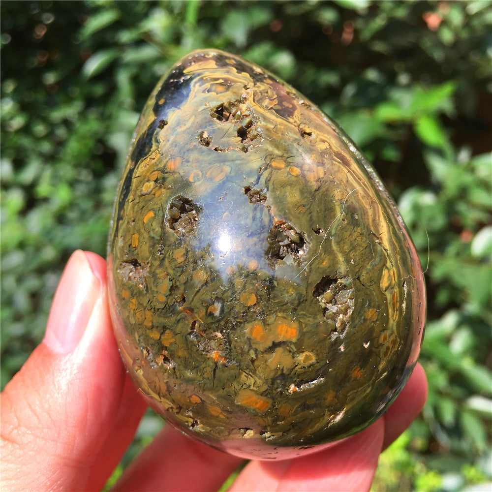 270G  Crystal carved egg of Ocean Jasper  6021