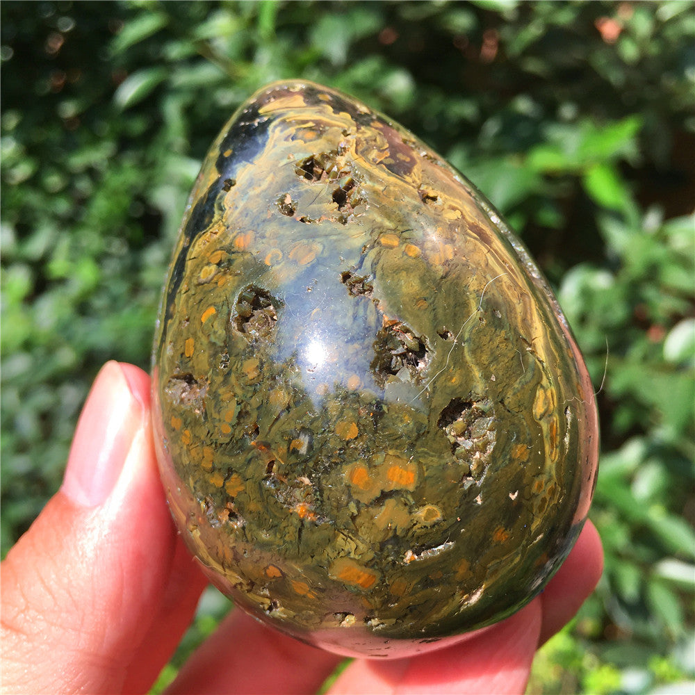 270G  Crystal carved egg of Ocean Jasper  6021