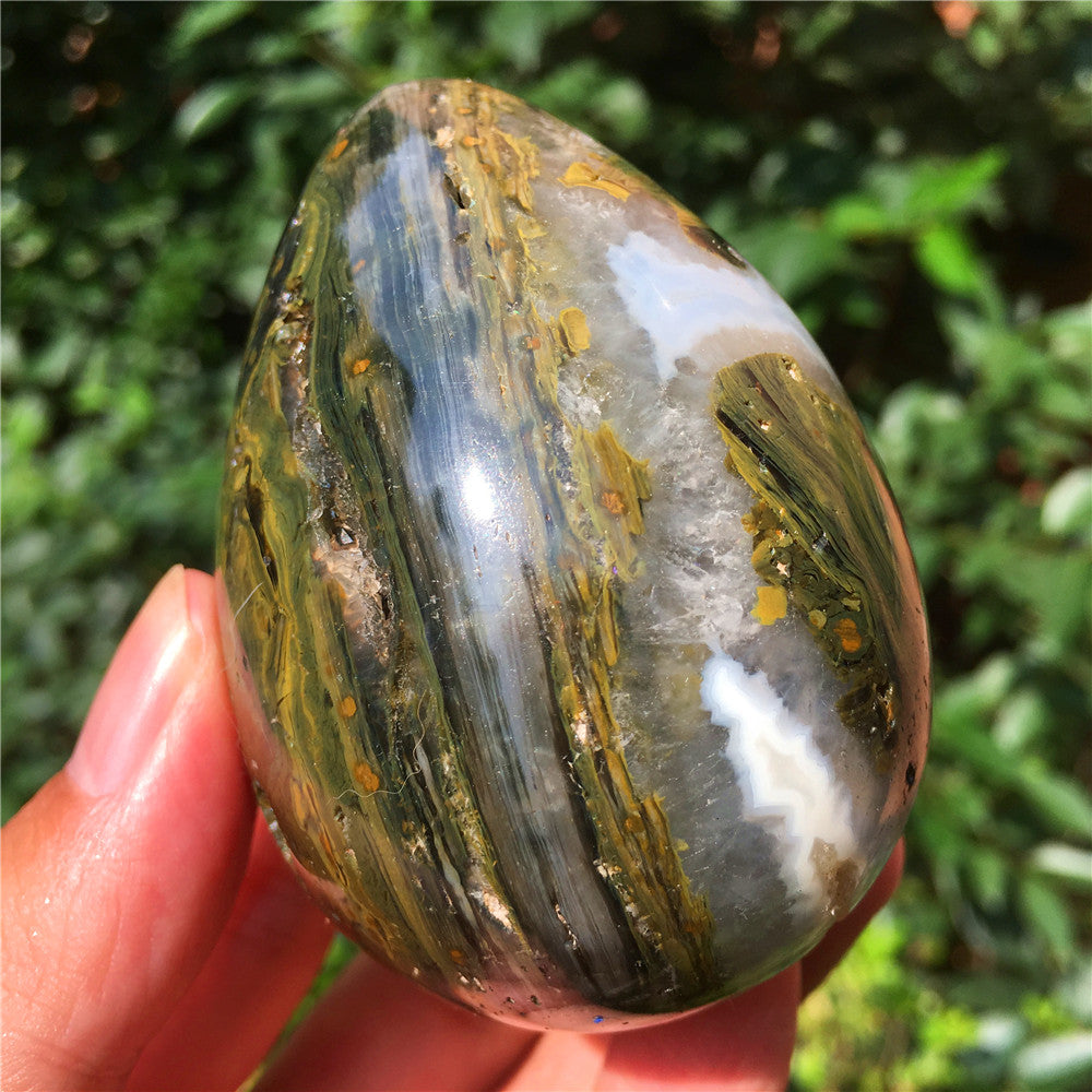 270G  Crystal carved egg of Ocean Jasper  6021