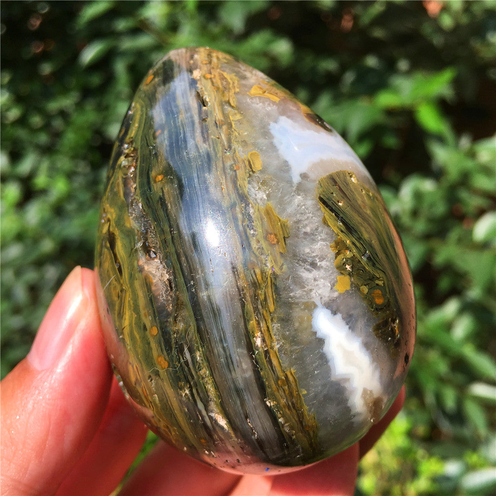 270G  Crystal carved egg of Ocean Jasper  6021