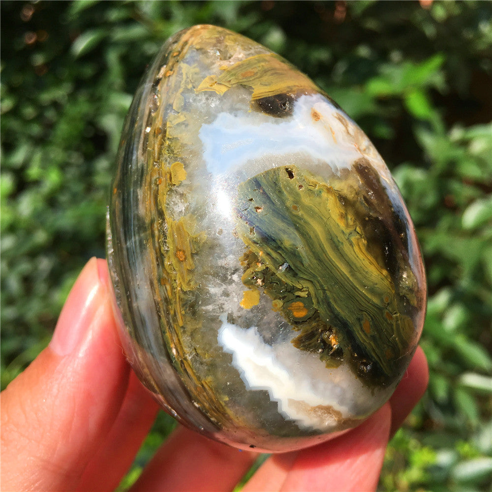 270G  Crystal carved egg of Ocean Jasper  6021