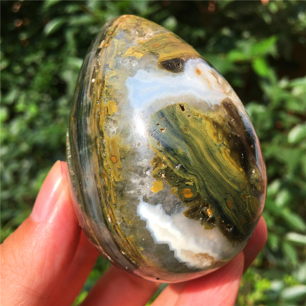 270G  Crystal carved egg of Ocean Jasper  6021