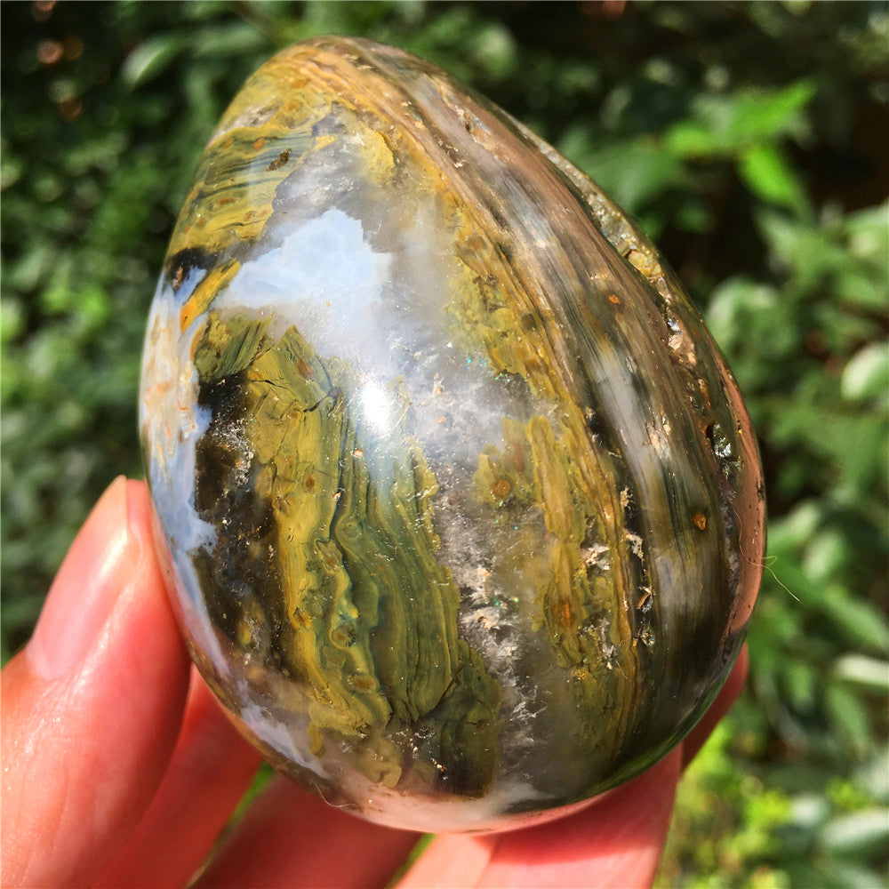 270G  Crystal carved egg of Ocean Jasper  6021