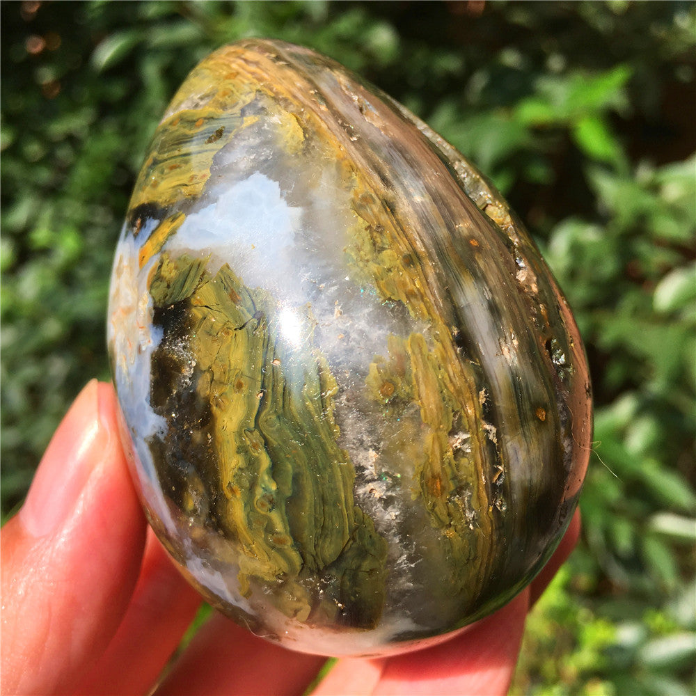 270G  Crystal carved egg of Ocean Jasper  6021