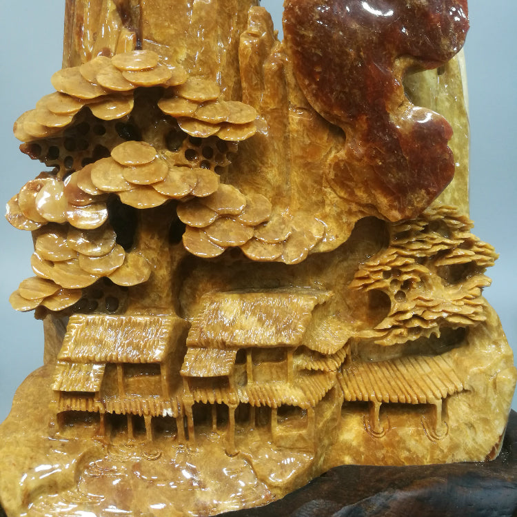 Oriental natural jade ornaments hand carved Liaoning Xiuyan Zhaocai living room office clothes