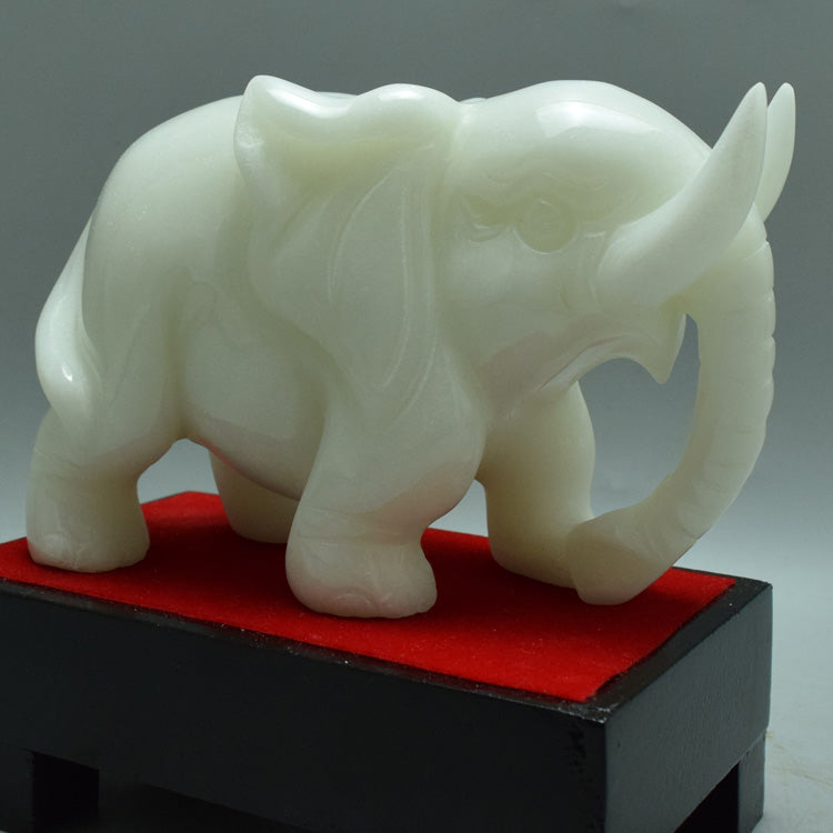 Oriental natural jade elephant ornaments Liaoning Xiuyan Jade carving towards success jade porch Feng Shui fortune jade ware