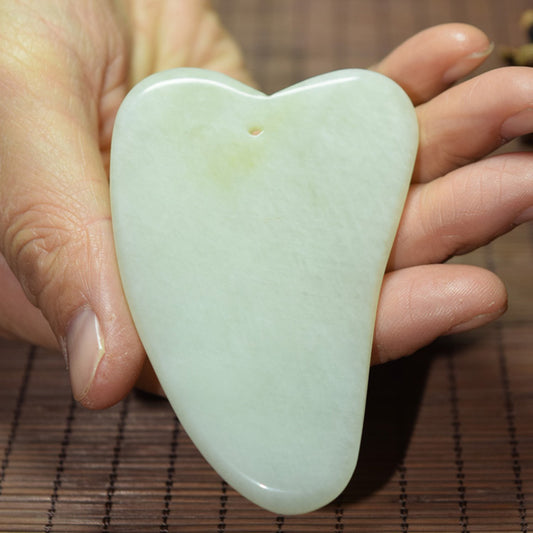 Dongfang Xiuyu scraping board natural Liaoning Xiuyan original stone handle piece for health, face and eye massage