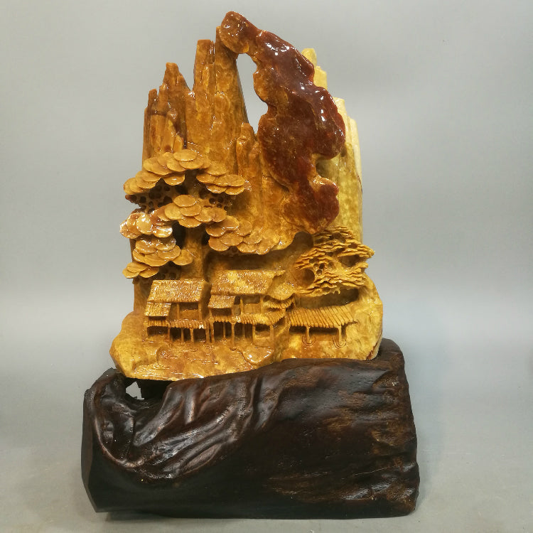 Oriental natural jade ornaments hand carved Liaoning Xiuyan Zhaocai living room office clothes
