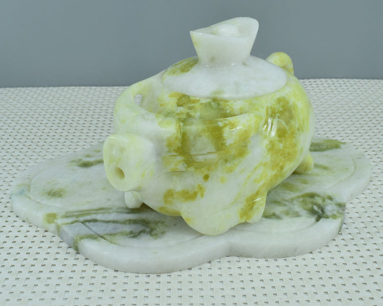 Adorno Oriental Xiuyu, juego de té Xiuyu, adorno natural Liaoning Xiuyan Jade, juego de té, juego de vino, adorno, artículos para el hogar