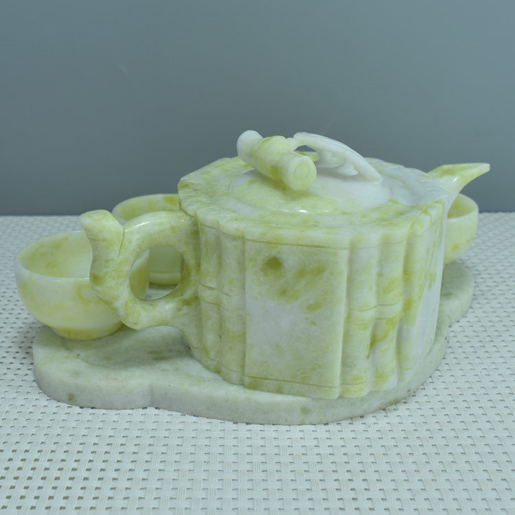 Adorno Oriental Xiuyu, juego de té Xiuyu, adorno natural Liaoning Xiuyan Jade, juego de té, juego de vino, adorno, artículos para el hogar