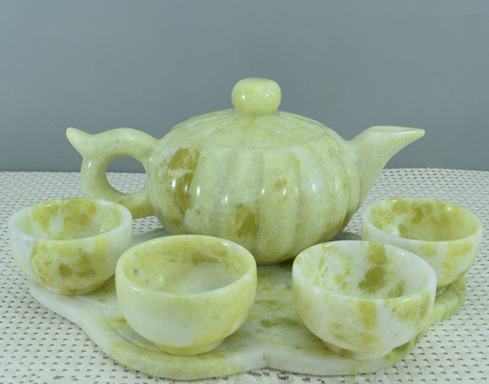 Adorno Oriental Xiuyu, juego de té Xiuyu, adorno natural Liaoning Xiuyan Jade, juego de té, juego de vino, adorno, artículos para el hogar
