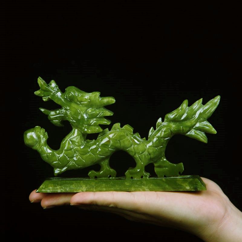 Oriental natural jade blue dragon home living room decoration zodiac dragon