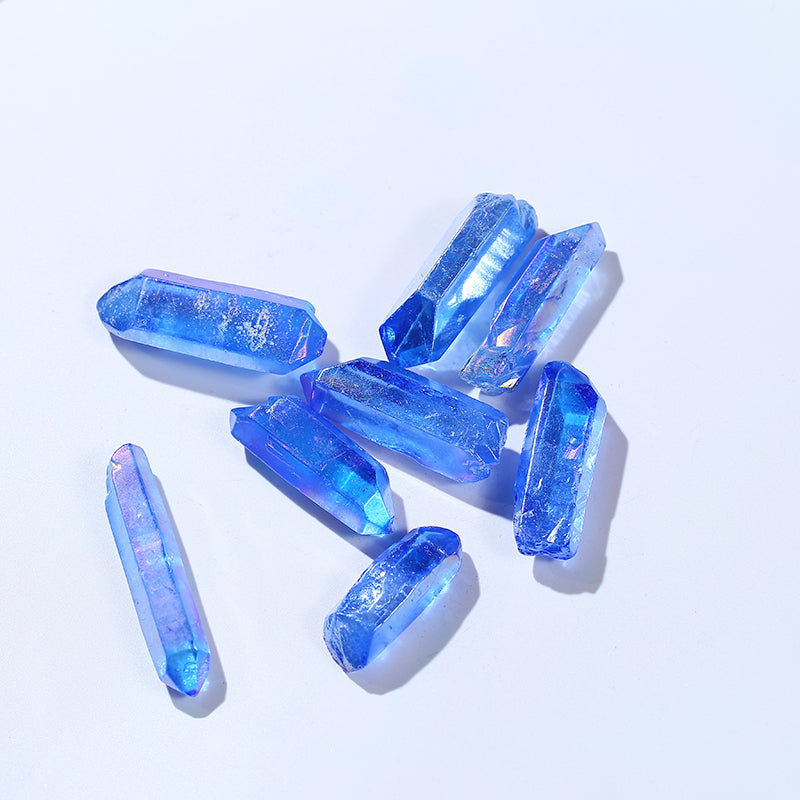 Puntos de cristal de ángel mineral de cuarzo de aura azul