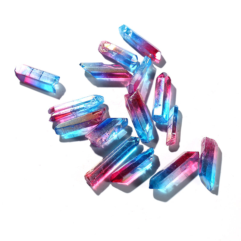 Hot Sale Natural Double Color Blue Red Aura Crystal Wand Points for Pendant