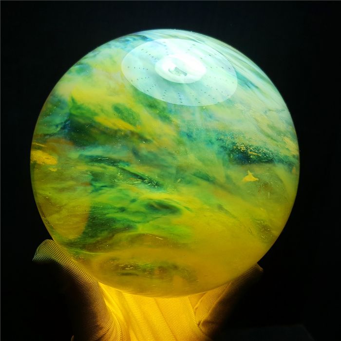 Esfera de cuarzo de cristal de piedra de fundición amarilla 