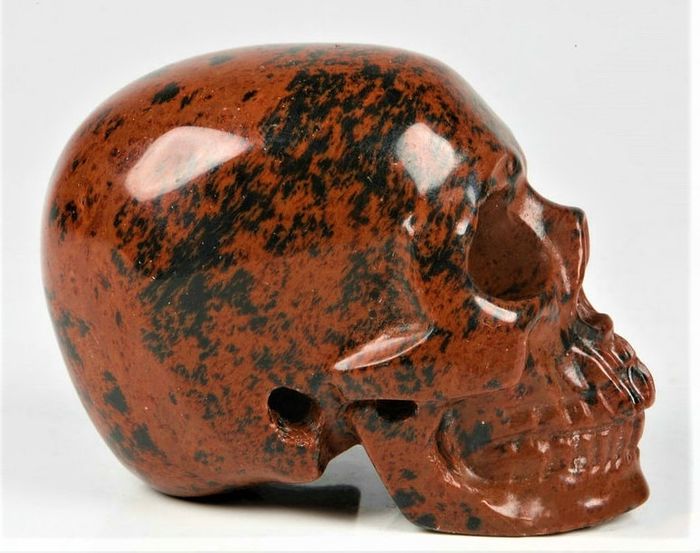 Beautiful rosewood Obsidian carved Skull